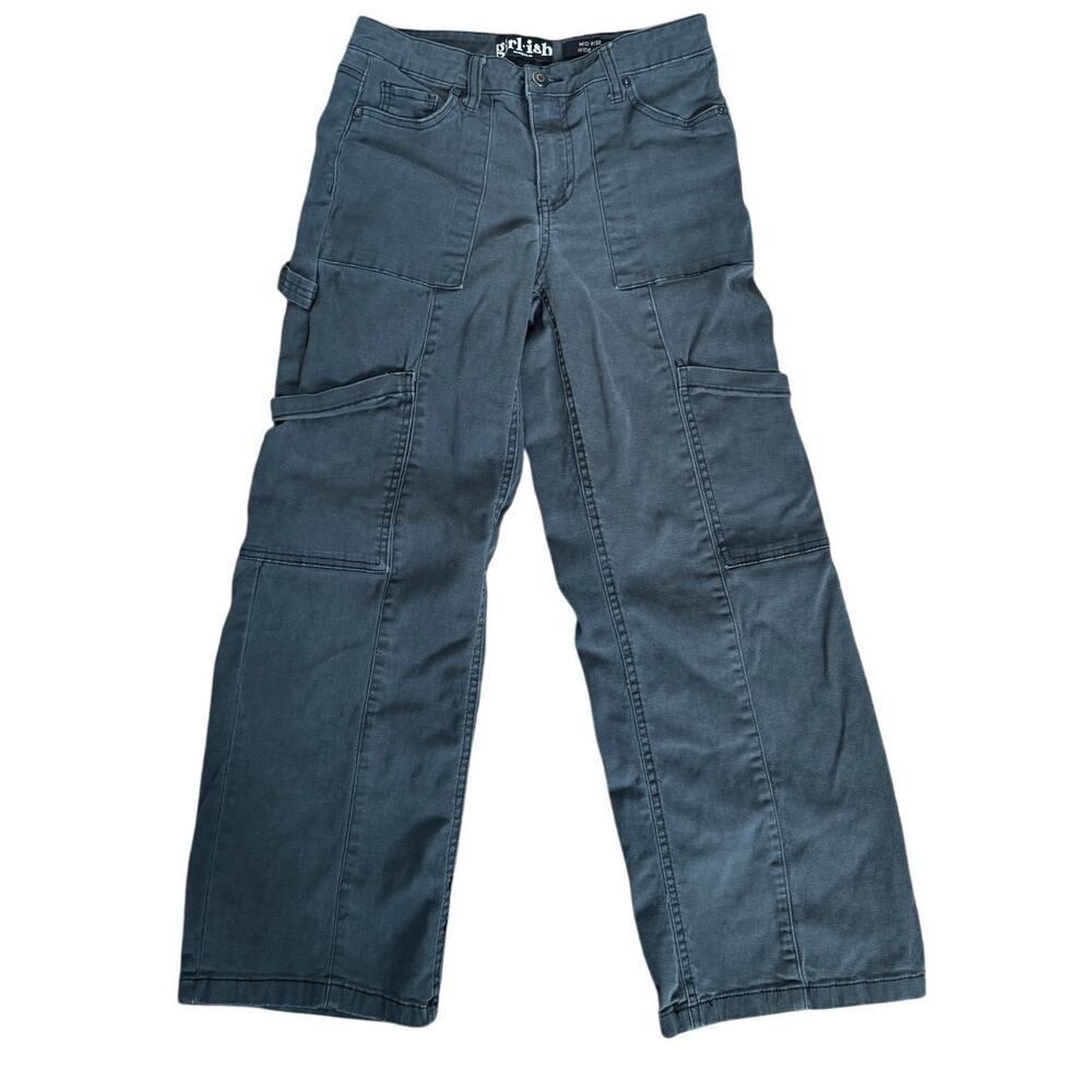 Girlish Mid Rise Wide Leg Pants